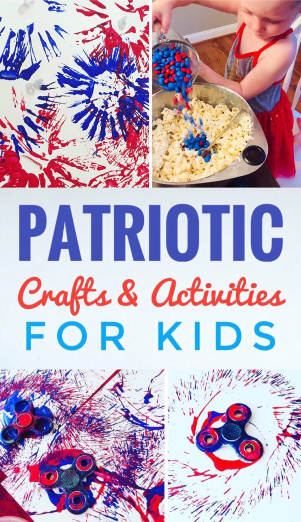 Fun Patriotic Crafts and Activities for Kids - kids will love making this popcorn cake and doing fireworks painting!