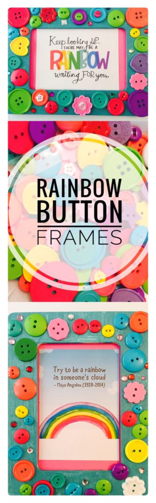 Sparkly Rainbow Button Frame Craft