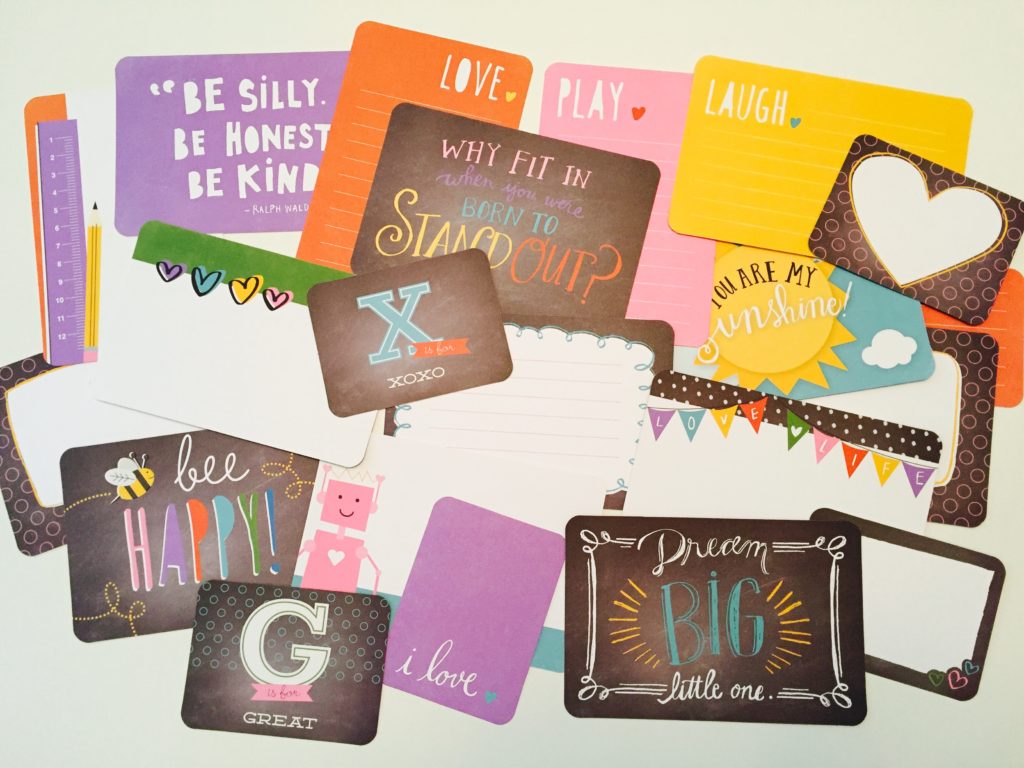 Lunch Box notes from Project Life or Pocket Scrapbooking Cards