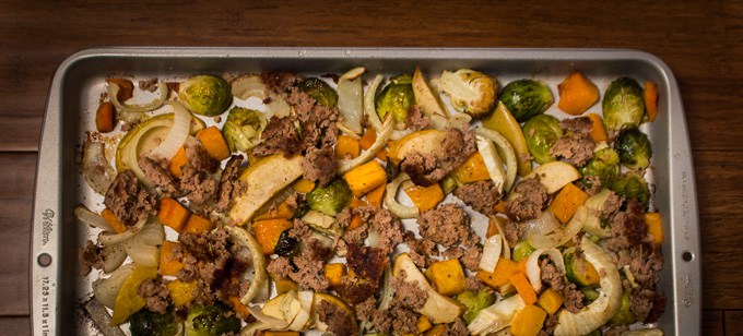 Whole 30 Sausage and Apple Sheet Pan Dinner