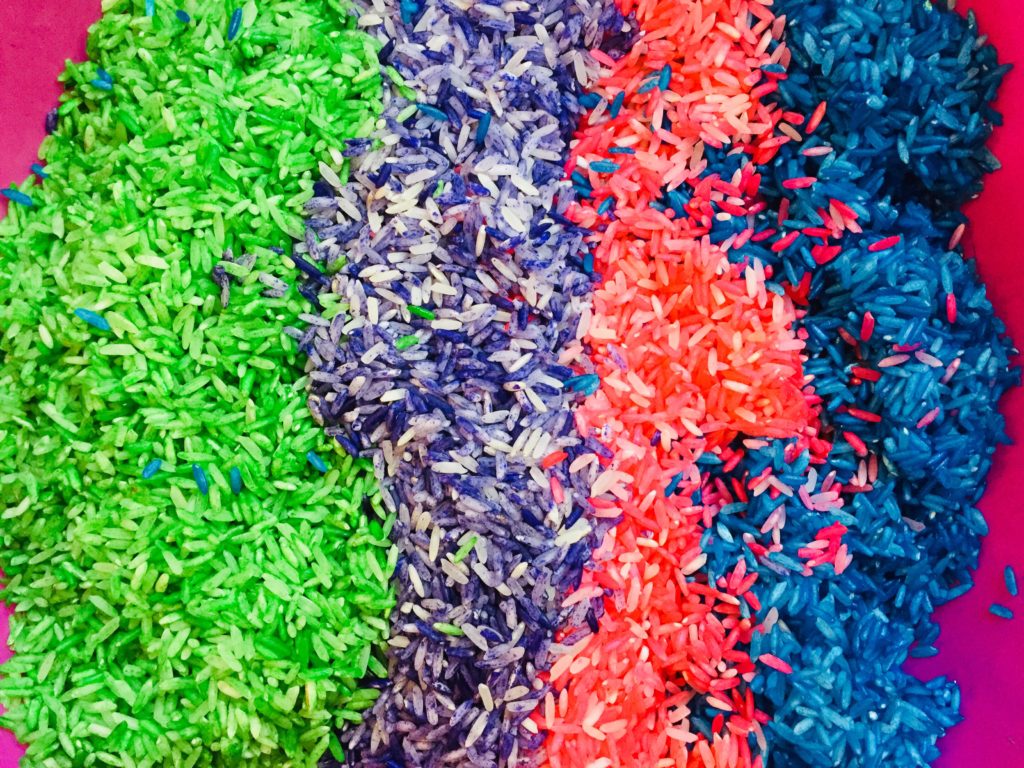 Colored Rice for Sensory Bin