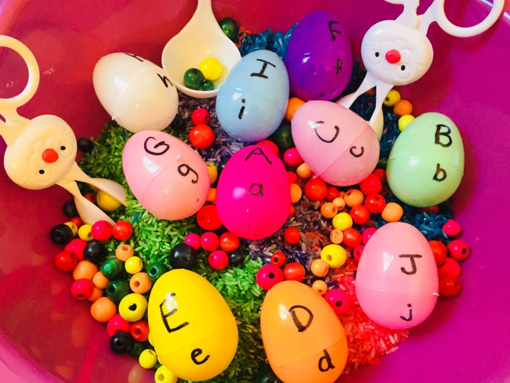 Letter Matching Easter Sensory Bin - Great Learning Activity for Preschoolers!