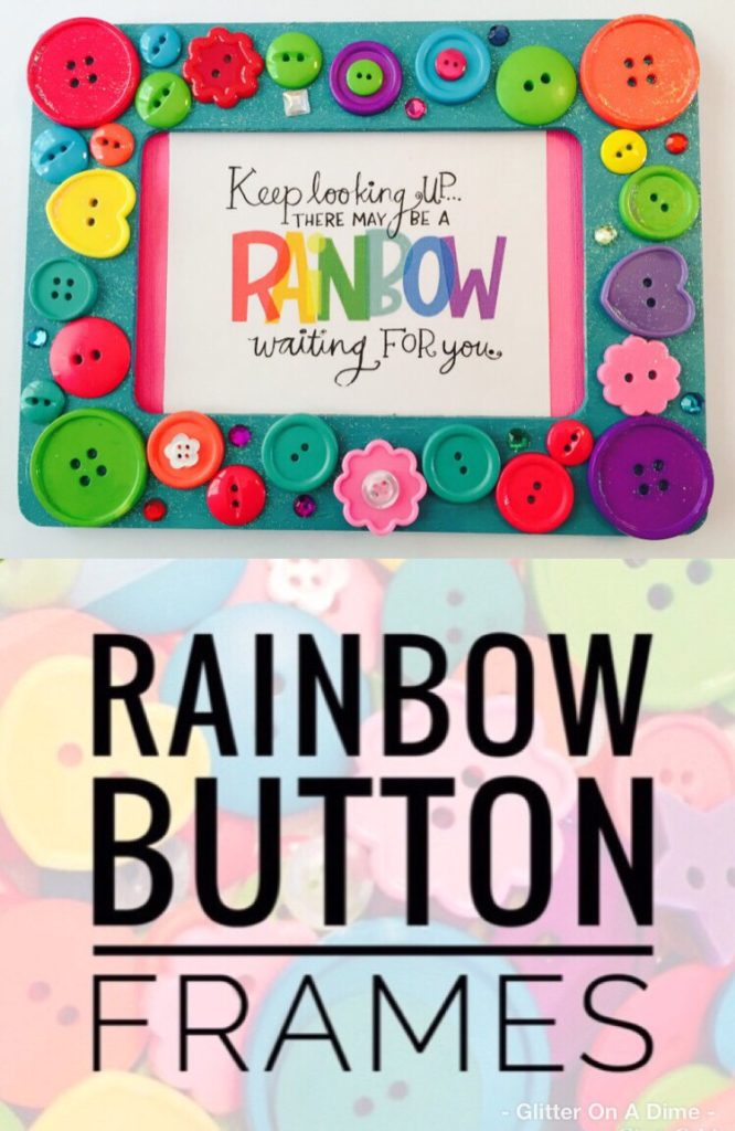 Rainbow Button Frames - Cheap and Easy Craft to do with Kids