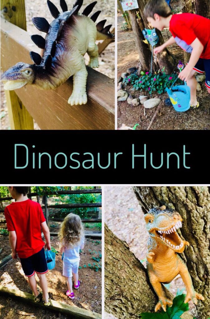 Dinosaur Hunt with plastic dinosaur toys