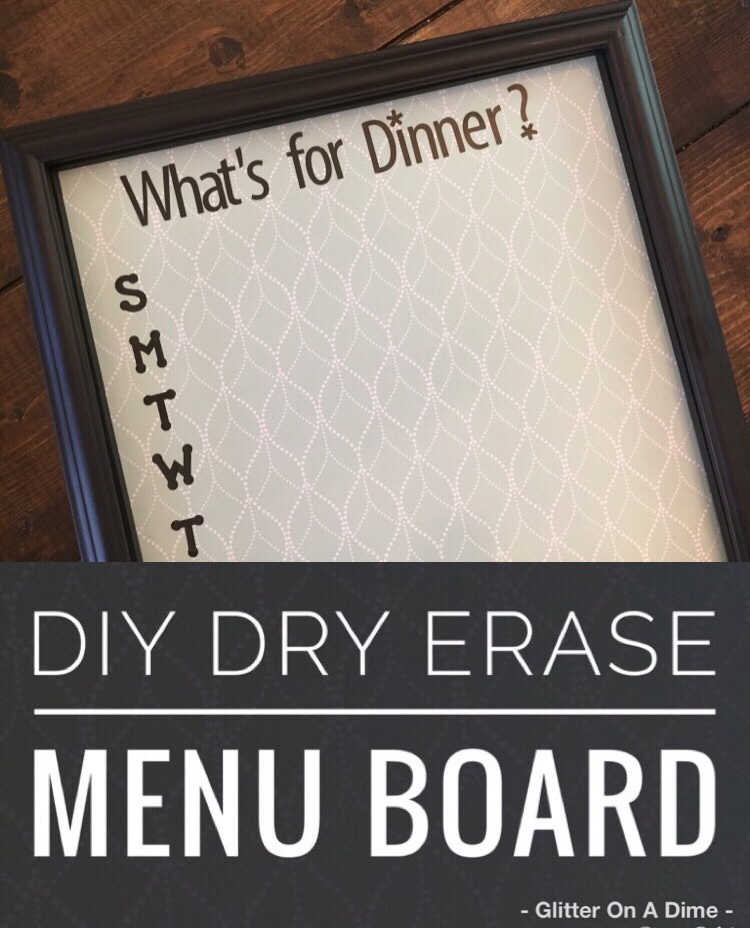 Create a DIY Dry Erase Menu Board in under 30 minutes with these easy steps! Use a frame, paper, and stickers you already have for an inexpensive DIY project.