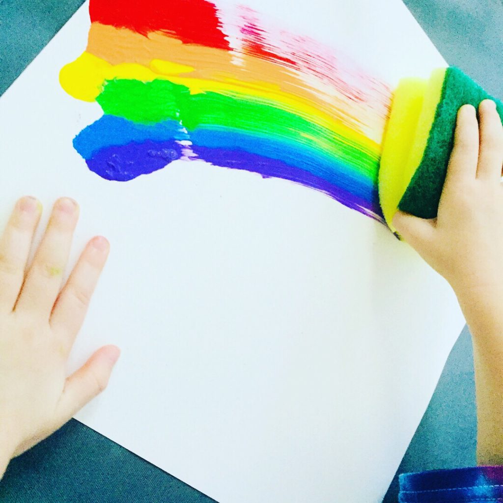 Rainbow Sponge Painting