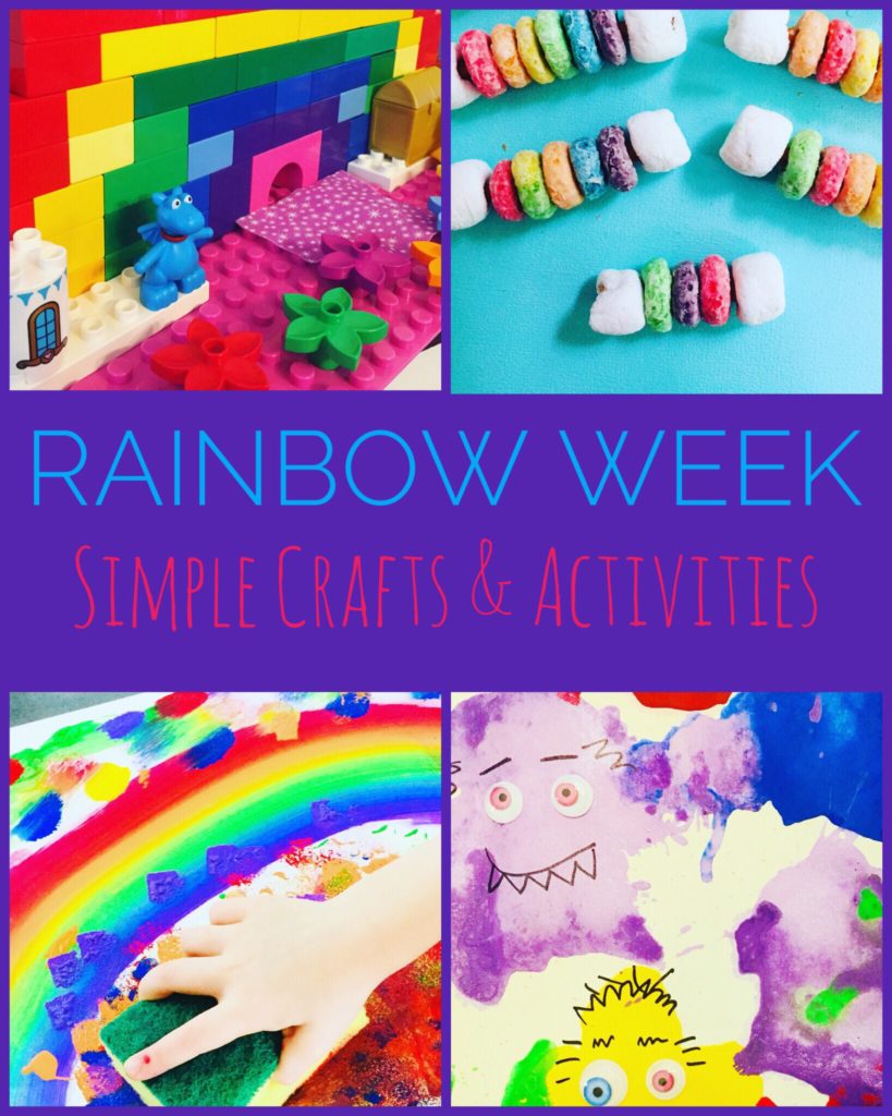 These Easy Rainbow Crafts and Activities for Kids are super fun and will be sure to brighten your day! Lots of fun ideas such as rainbow lego building, sponge painting, book based crafts, and snacks. #rainbows #crafts