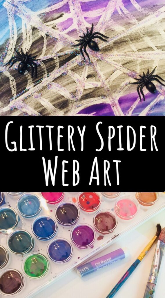 Watercolor Resist Glitter Spider Web Art - A fun and sparkly Halloween craft for kids of all ages!