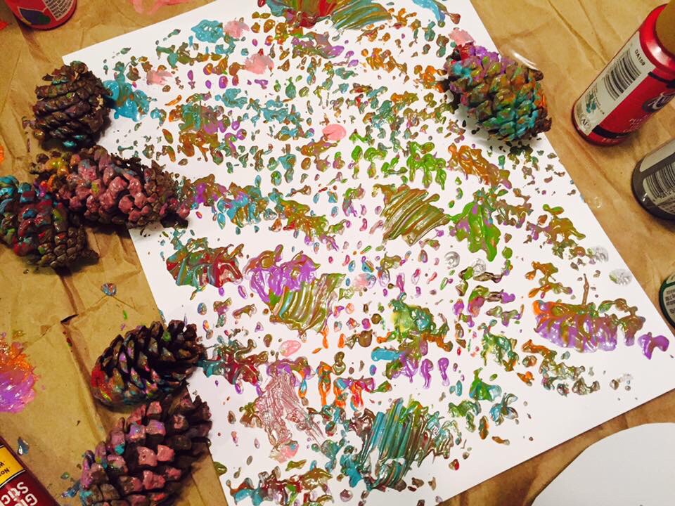 Pinecone Painting Turkey Craft