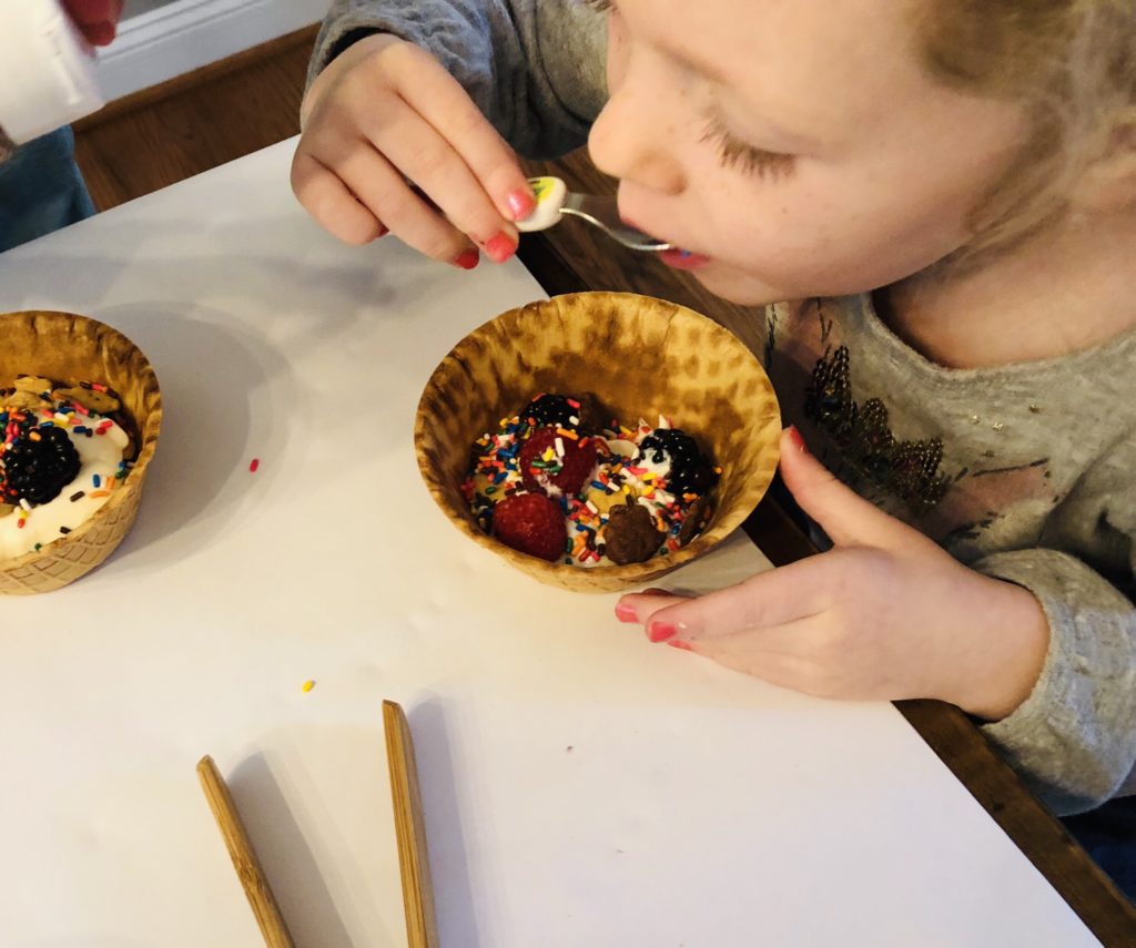 Yogurt Walffle Bowl Sundaes