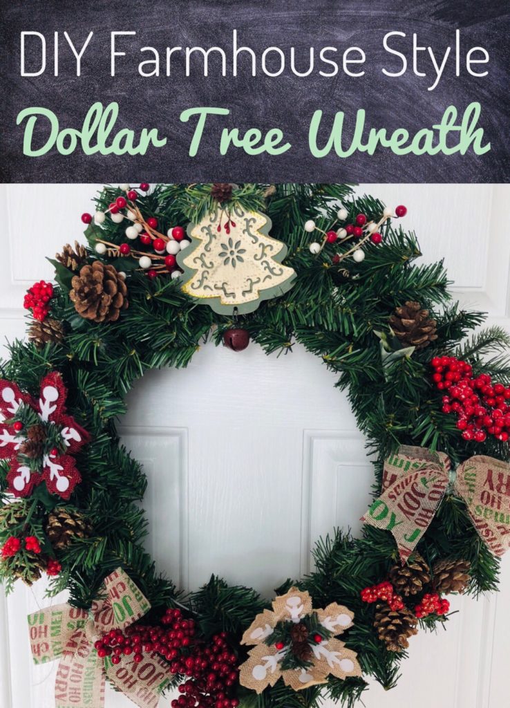 DIY Farmhouse Style Dollar Tree Wreath for Christmas