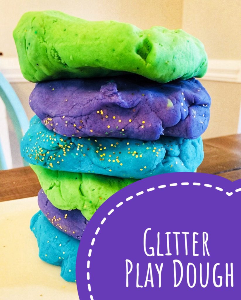 Homemade Glitter Play Dough is simple to make and so much softer than store bought play dough! If you love sparkles, this is a must do activity. Perfect preschool activity for your sparkly little girl!