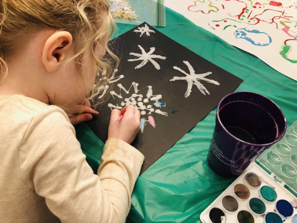 Salt painting with kids