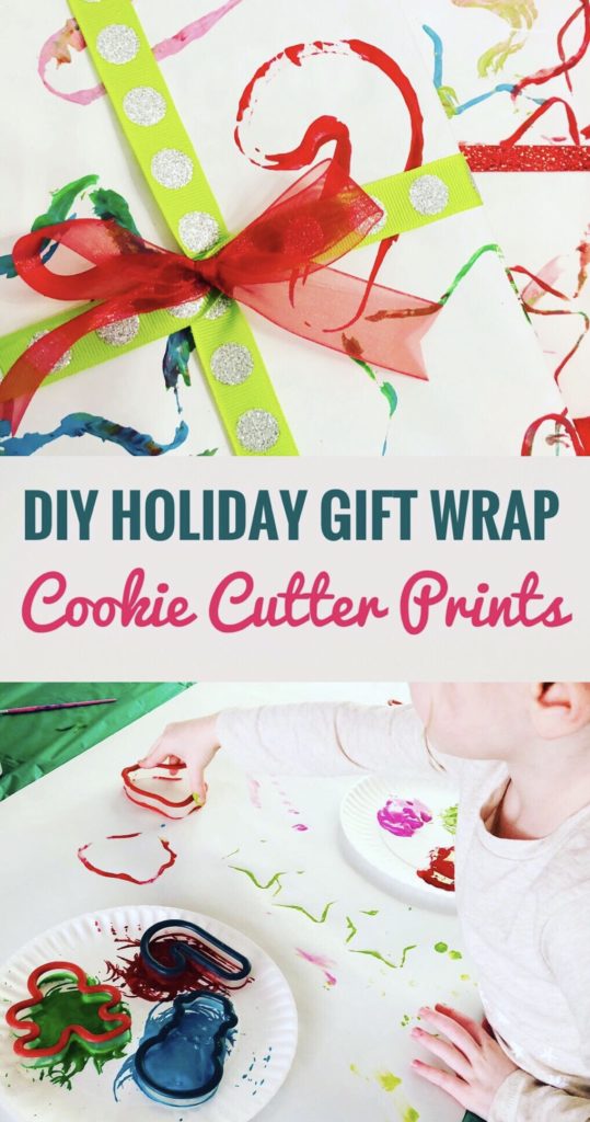 Cookie Cutter Painting Gift Wrap - Easy and Cheap art project to do with kids!