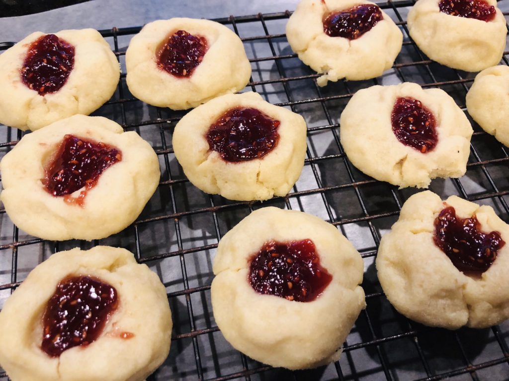 Buttery Almond Thumbprint Cookies