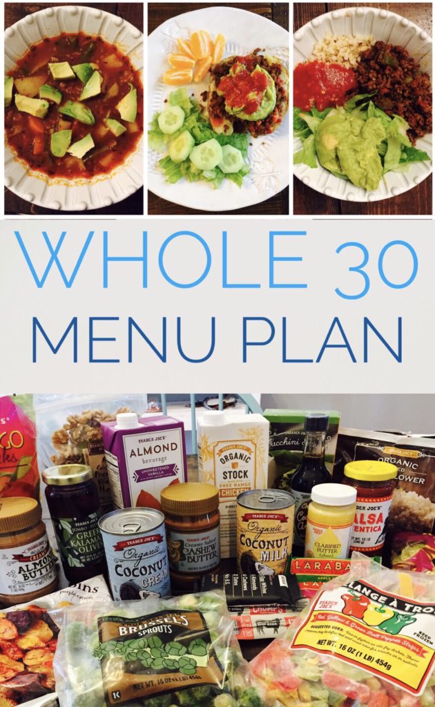 Whole 30 Meal Plan - A week of ideas for Whole 30 Meals for breakfast, lunch, and dinner! Lots of product ideas and tips.