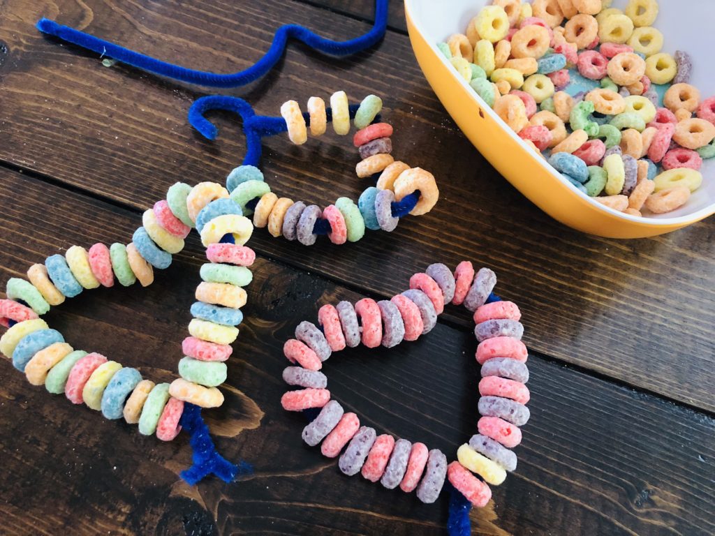 Heart Shaped Fruit Loop Bird Feeder Craft