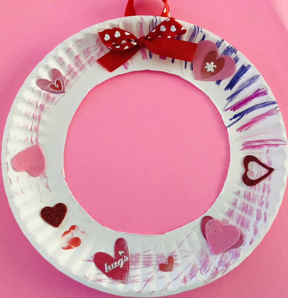 Valentine Heart Paper Plate Wreath Craft