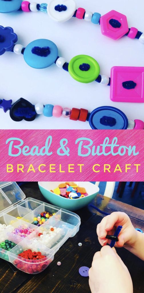 Bead and Button Pipe Cleaner Bracelet Craft - great for fine motor skills! I love the fun vibrant colors and chunky design of this bracelet craft.