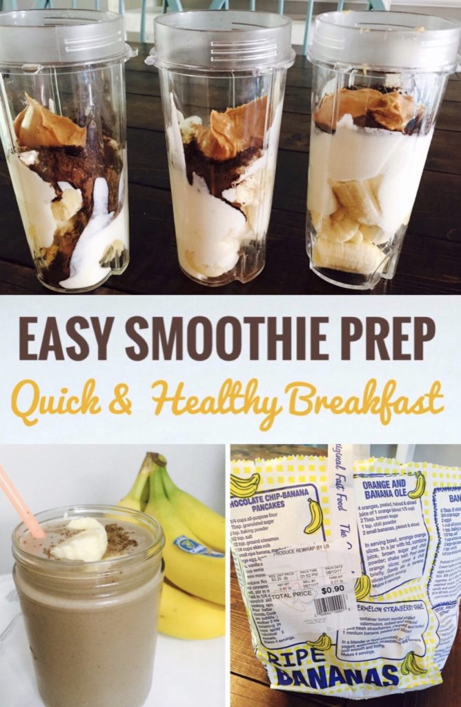 Easy Smoothie Prep - Make your mornings run smoother with this quick and healthy breakfast! Banana Chocolate Peanut Butter Smoothie Recipe Included