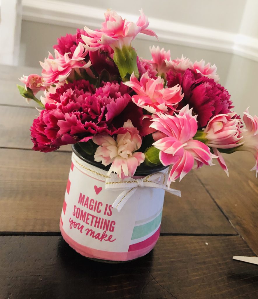 Repurposed Oui Yogurt Jar Flower Vase