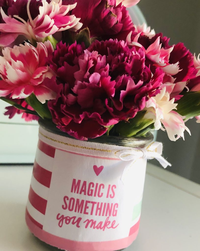 Repurposed Yogurt Jar Flower Vase