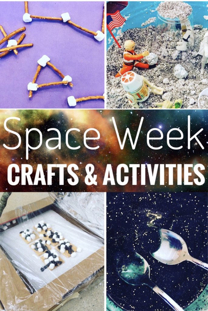 Space Week Crafts and Activities - Kids will love these space themed ideas like solar oven smores, edible constellations, moon sand, science experiments and more!