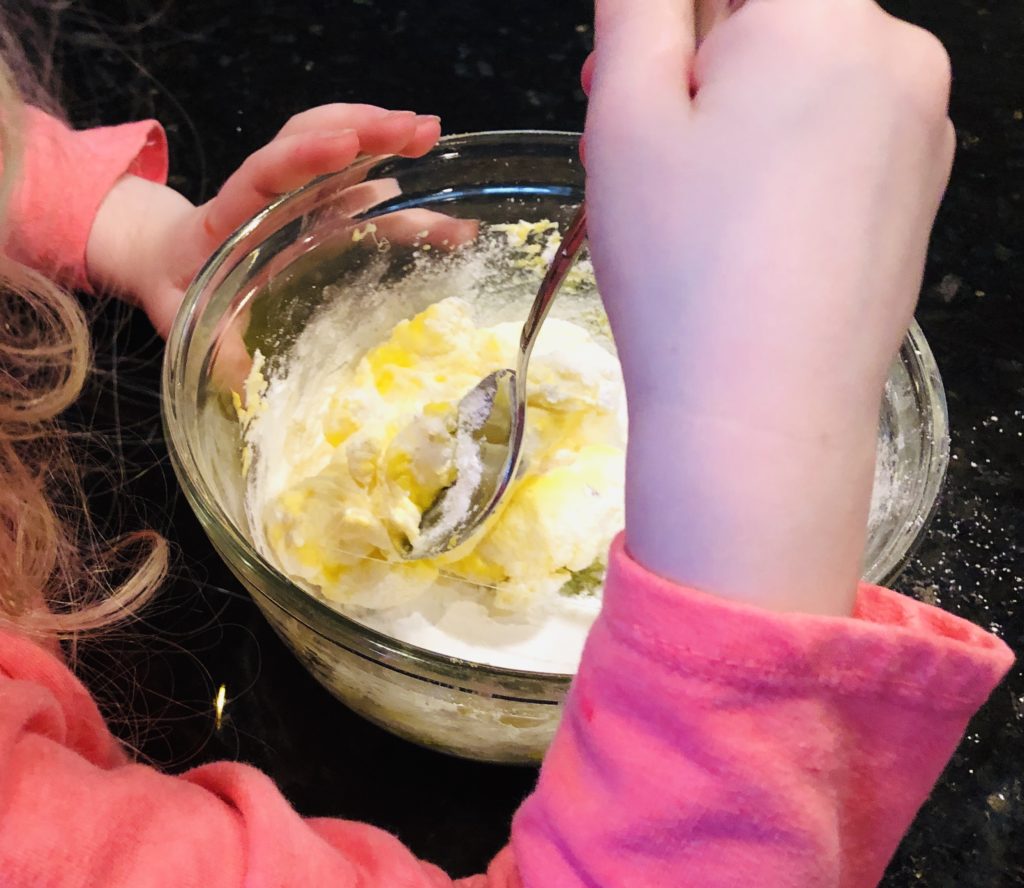 Mixing ingredients for slime