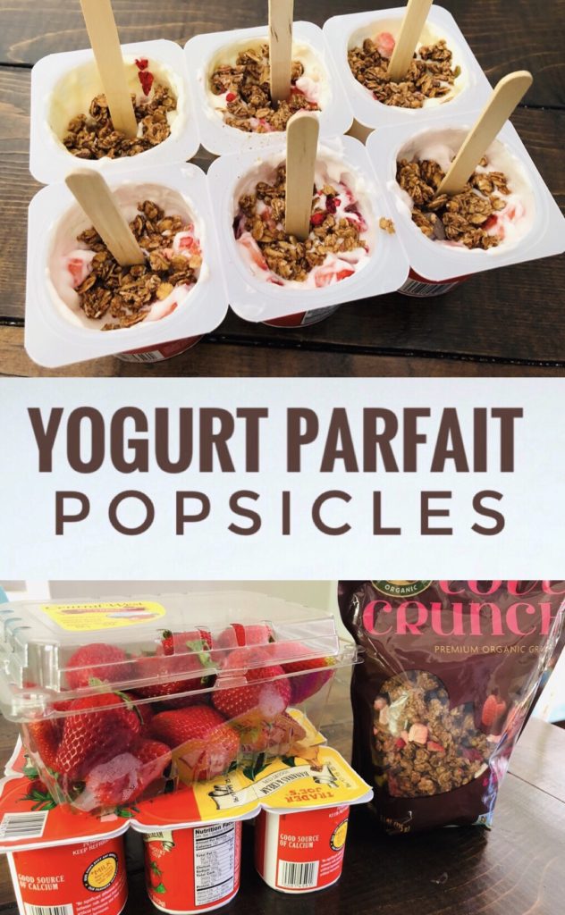 Yogurt Parfait Popsicles are so easy to make with Trader Joe's yogurt cups. Great snack or breakfast for the kids this summer.