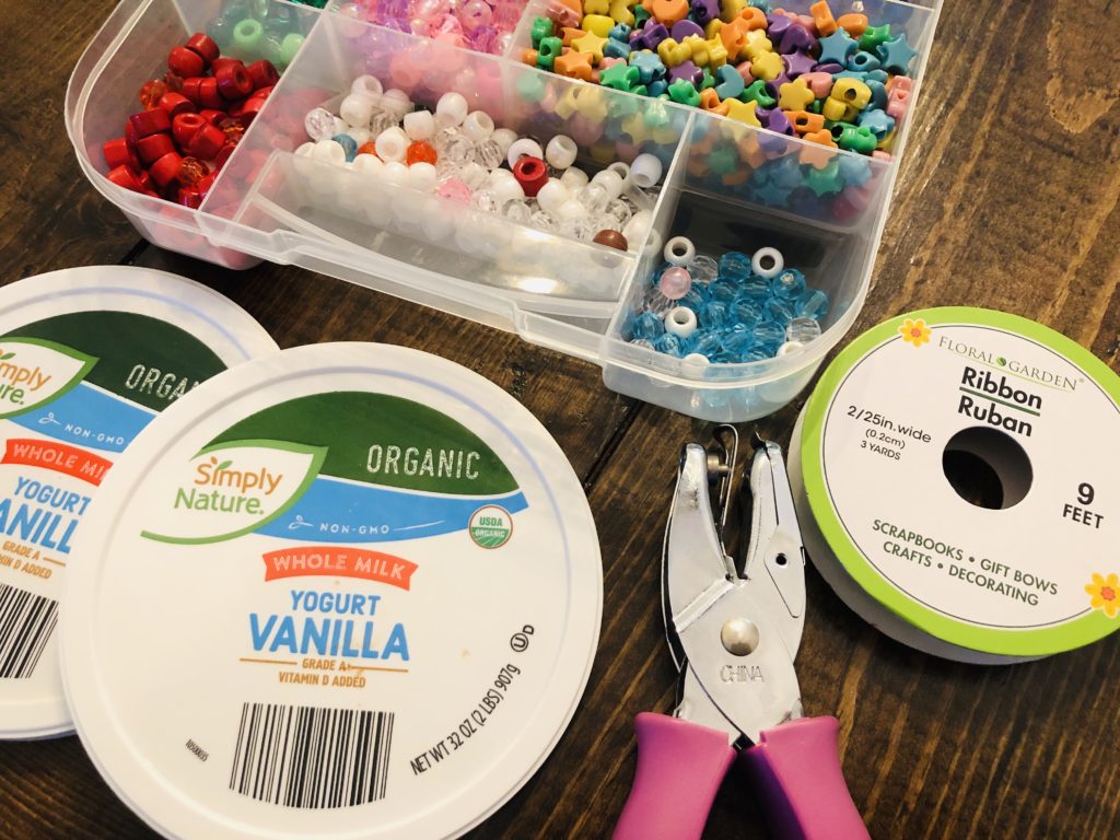 Crafting supplies for butterfly feeder craft