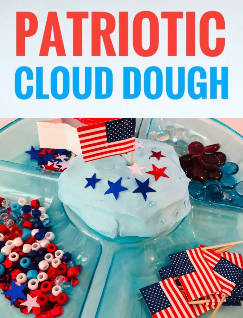 Patriotic Cloud Dough Play Tray Activity for Kids