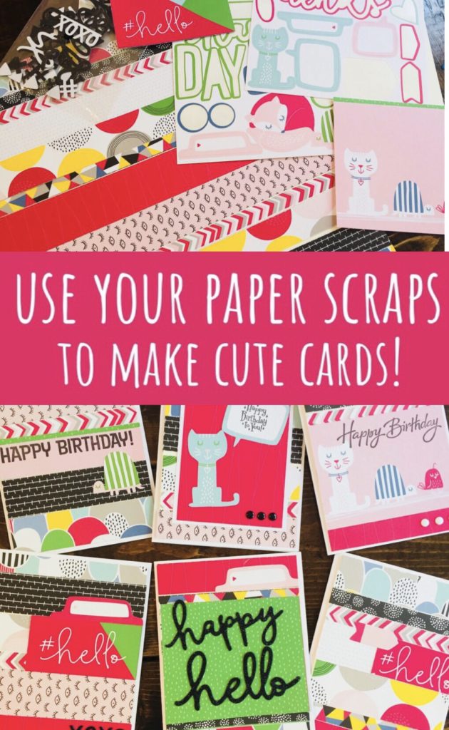 Use Your Paper Scraps to Make Cute Cards! Learn how to use leftover pieces from scrapbooking cards to make cards with the coordinating products. Great way to use up all those pretty papers!