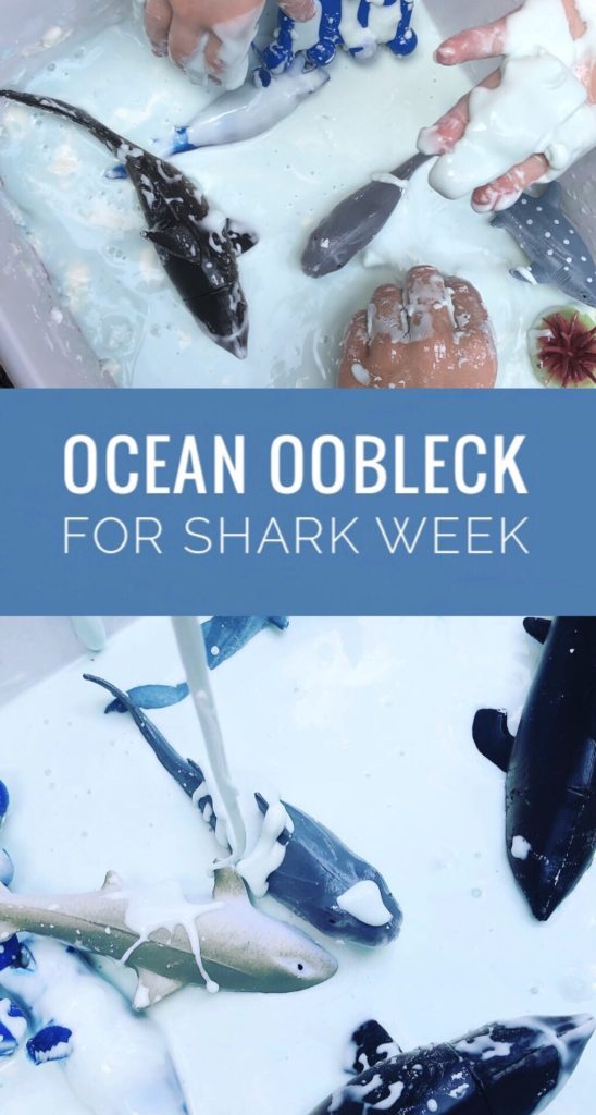 Make Ocean Oobleck for a fun Shark Week activity! It is really easy to make and only requires a couple of ingredients. The kids will love this sensory play!