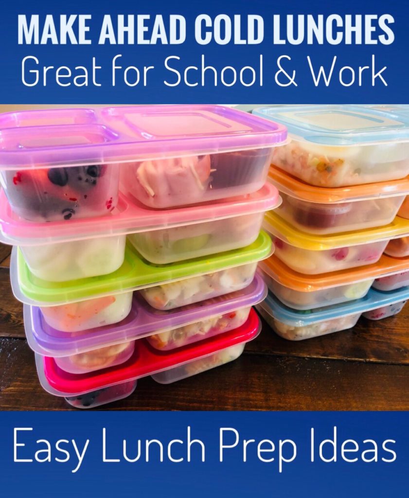 Make Ahead Cold Lunches for school or work! These are all super easy lunch prep ideas and will help you save time and money each week!