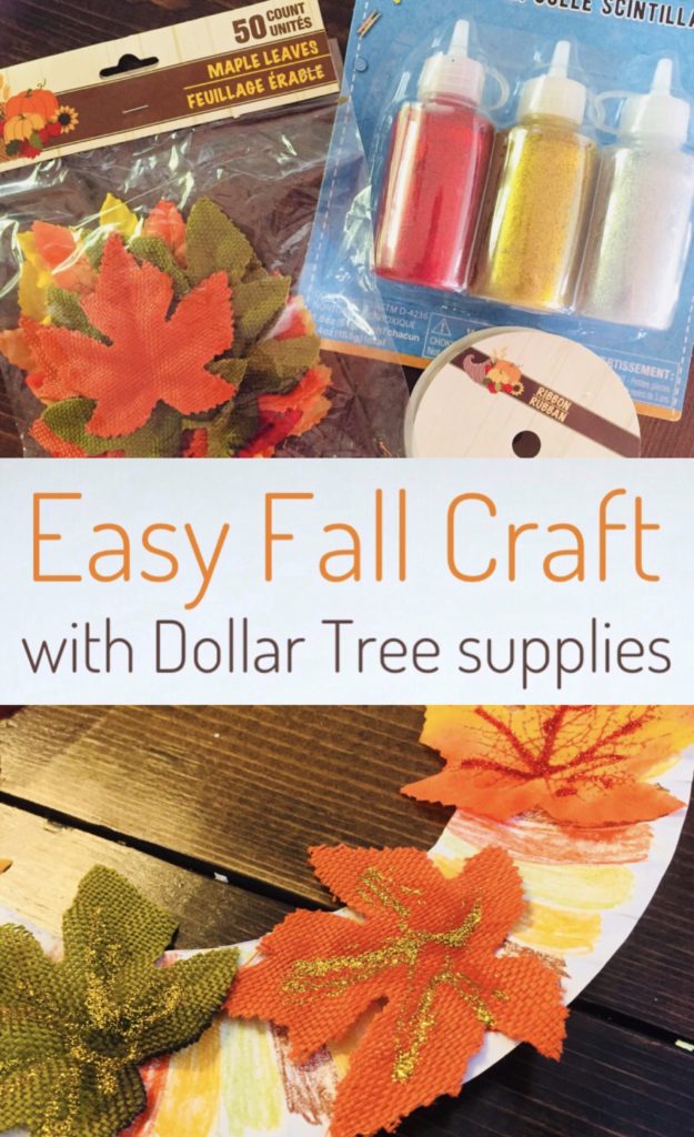 Fall Paper Plate Craft using leaves