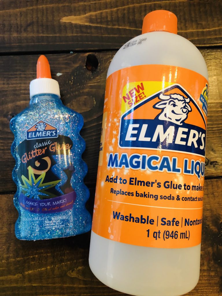Two ingredients for glitter slime