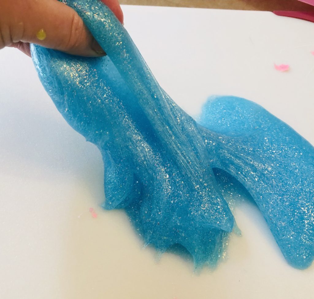 Glitter Glue Slime Just Two Ingredients with Easy Clean Up! - Eating Richly