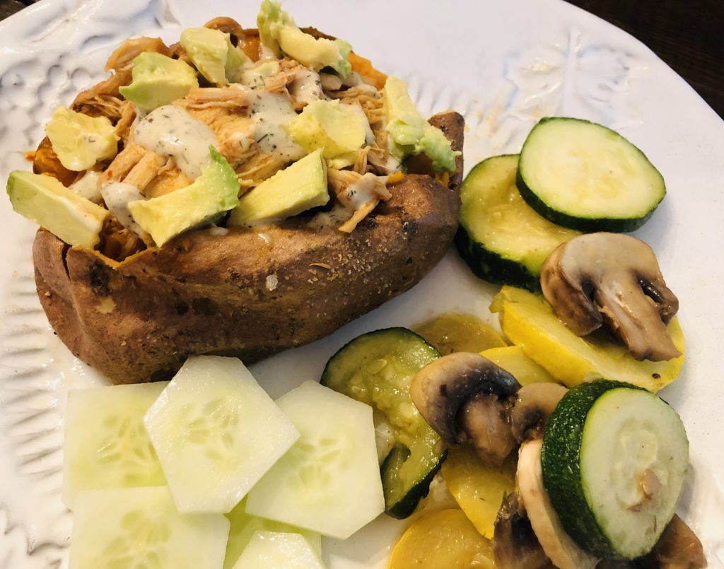 Buffalo Chicken stuffed Sweet Potato