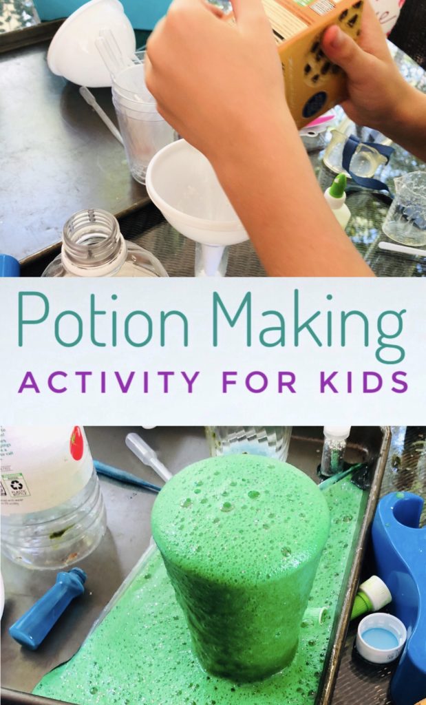 Kids will love making potions with their friends during this fun science activity! Having a potions party is fun and messy play!