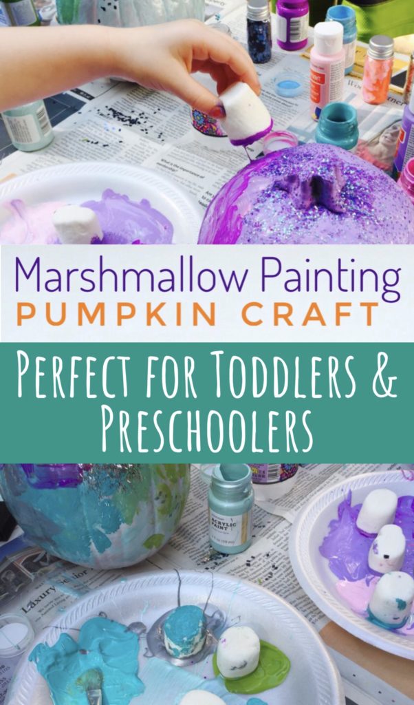 Marshmallow Painting Pumpkin Craft - great for toddlers and preschoolers!