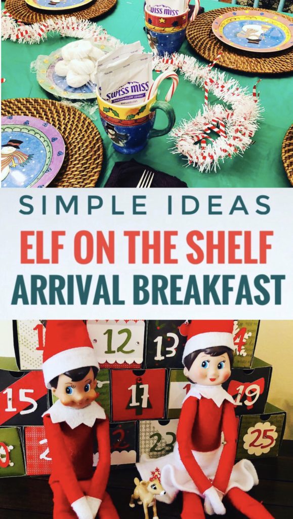 Start a fun tradition by creating a simple elf on the shelf arrival breakfast! The elves make their return by bringing powered donuts and hot chocolate! Simple decorations from Dollar Tree!