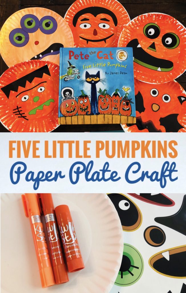 Check out this fun paper plate craft to go along with Pete the Cat's Five Little Pumpkins book. It's really cute and easy to create.