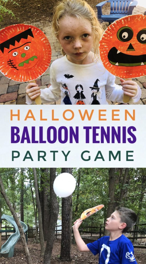 Make your own rackets for this fun Halloween Balloon Tennis Party Game! The kids will have a blast hitting around the ghost balloon!