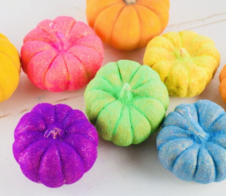 Rainbow Glitter Pumpkins