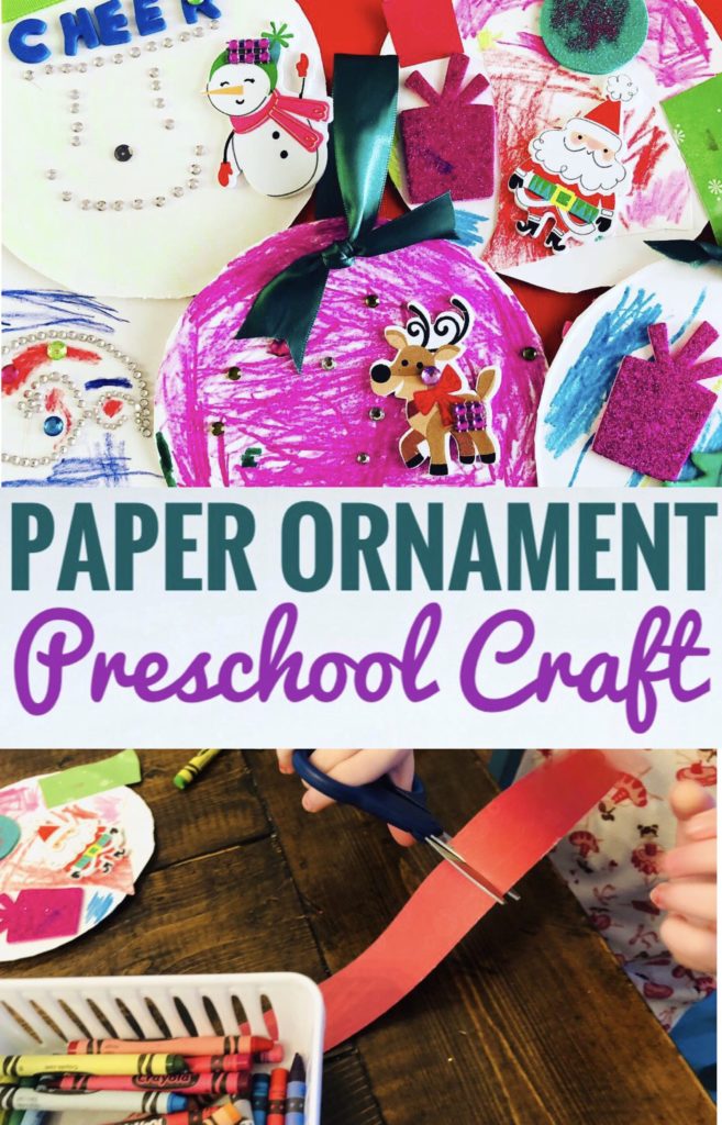 This simple paper ornament craft is perfect for preschoolers! They will love decorating their ornament with foam stickers and crayons.