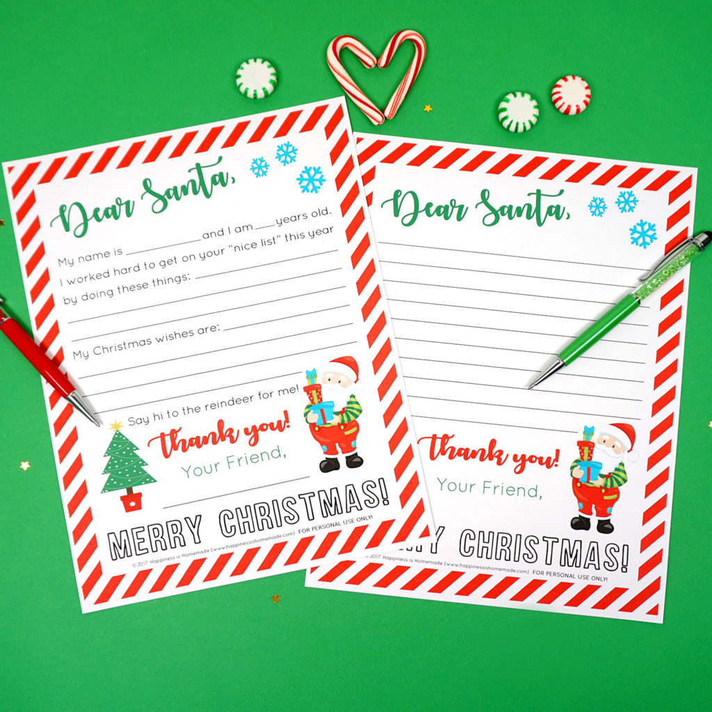 Free Printable Santa Lists and Letters