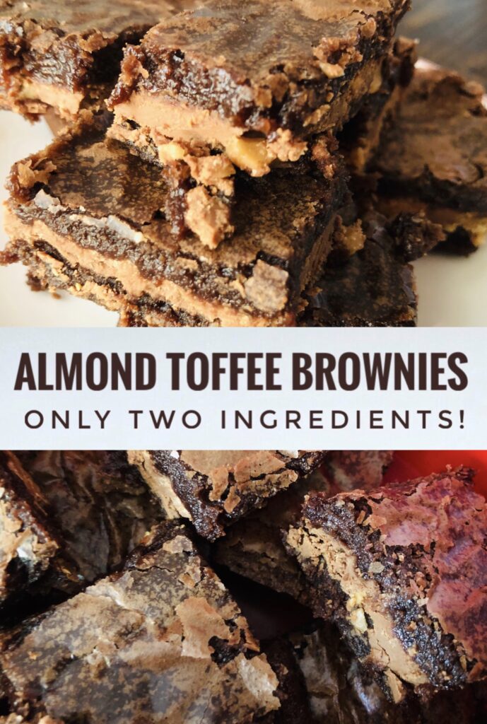 Easiest Almond Toffee Brownies with only two ingredients