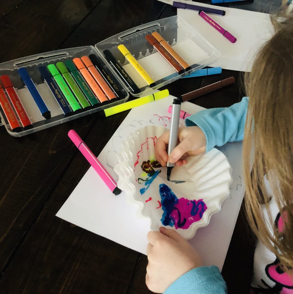 Decorating Coffee Filters with Markers