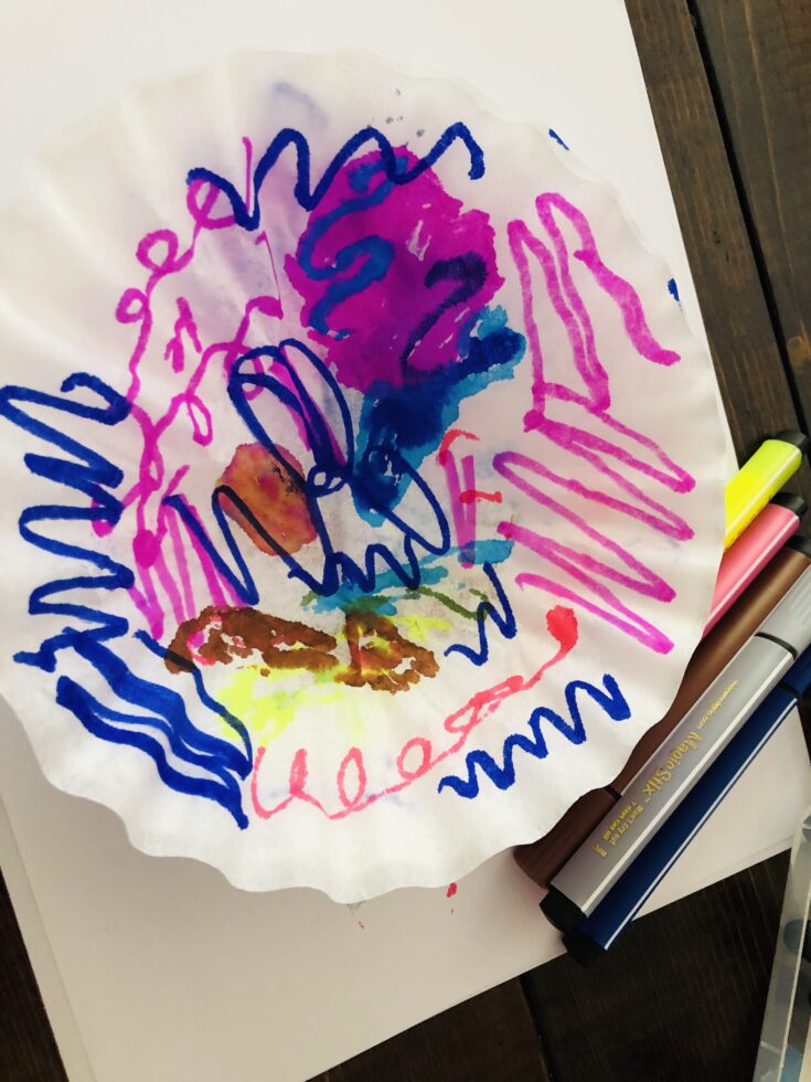 Make Coffee Filter Snowflakes with Washable Markers Glitter On A Dime