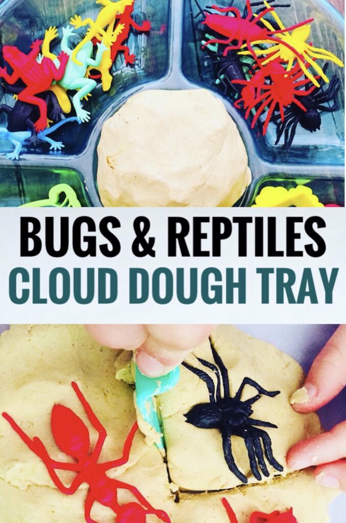 Bugs and Reptiles Cloud Dough Tray for Nature Week Craft Activity